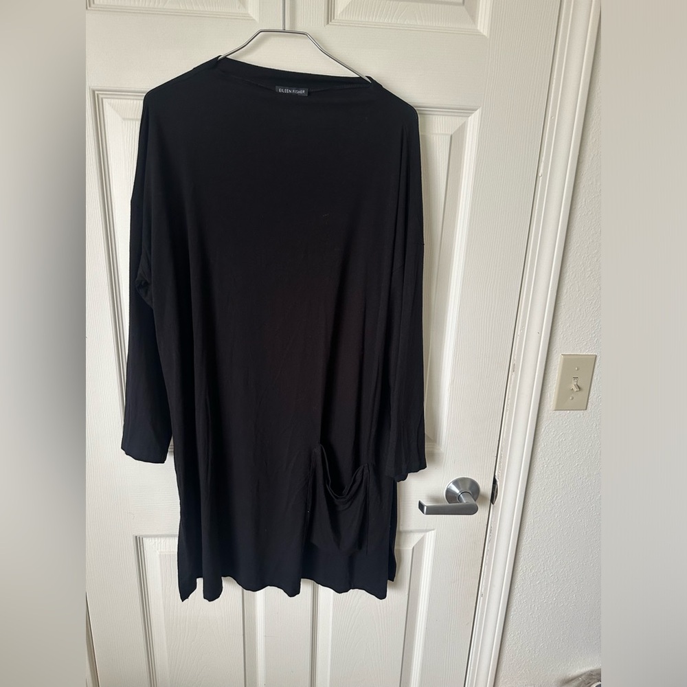 EILEEN FISHER Mock Neck Black Long Sleeve Women's Dress and/or Tunic.